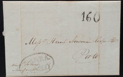 Halifax, N.S. 1 Aug 1825 2pg prestamp FLS to Porto w/ contents
