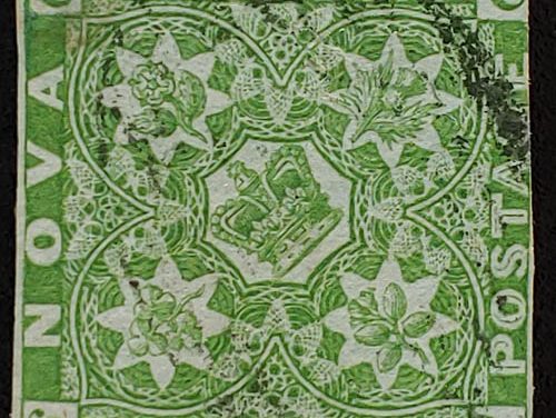 Nova Scotia #4 Fine Used 1851 6d Yellow Green