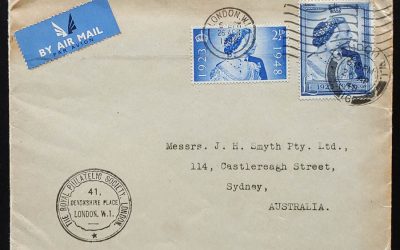 G.B. #267-8 26 Apr 1948 RPSL Royal Wedding Airmail FDC to Australia