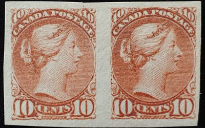 Canada #45i VF Unused 1897 10c SQ Imperforate Pair, 166 exist
