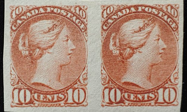 Canada #45i VF Unused 1897 10c SQ Imperforate Pair, 166 exist