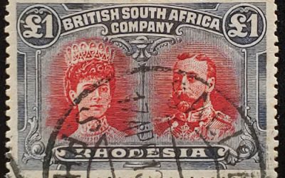 Rhodesia #118 17 Apr 1913 Used Pound Double Head w/ 1982 Cert.