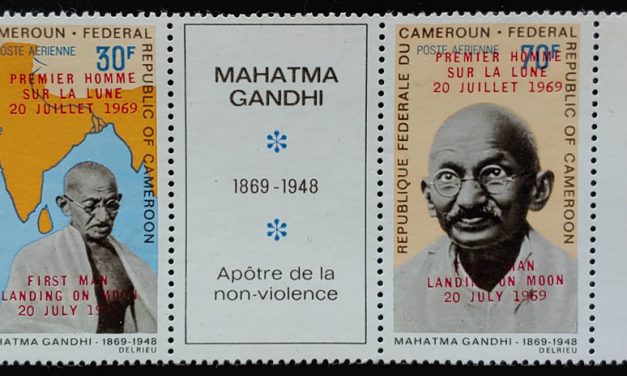 Cameroun #C112, C116 VFNH 1969 Gandhi and Space Ovpt Triptych
