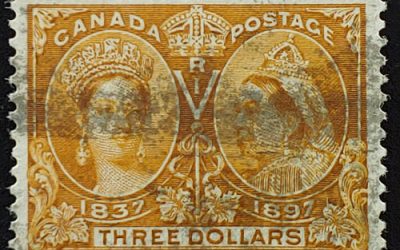 Canada #63 VF smudge Used 1897 $3 Jubilee