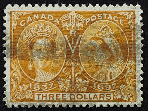 Canada #63 VF smudge Used 1897 $3 Jubilee