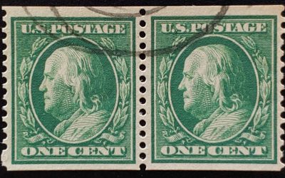 U.S.A. #387 F/VF Used 1912 1c Coil Pair