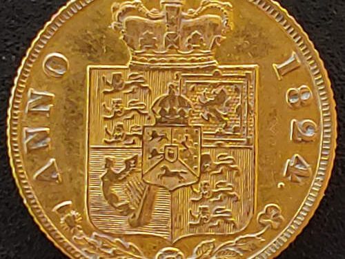 G.B./Colonial Cda VF+ 1824 George IV Shield Gold Half Sovereign