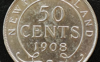Newfoundland AU58 1908 Edward VII Silver 50 Cents
