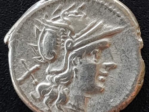 Roman Republic circa 211 BC 3.99gm Silver Denarius w/ Roma etc.