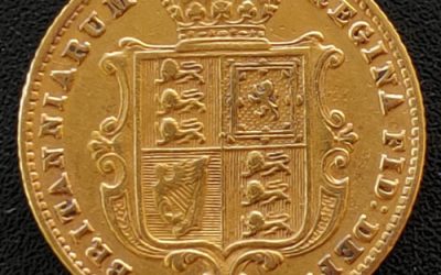 G.B./Colonial Canada VF+ 1870 QV Shield Half Sovereign .1177oz AGW