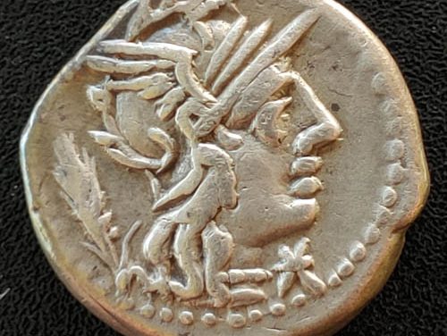 Roman Republic 128 BC 3.90gm Cn Domitius Ahenobarbus Denarius