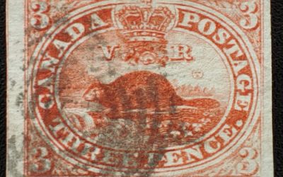 Canada #4d VF Used 1852 3d Beaver, portion of next stamp