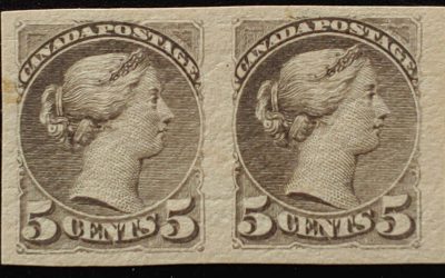 Canada #42a VF Mint 5c SQ Imperf Pair