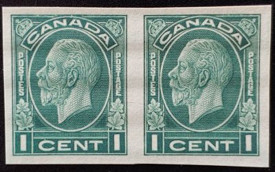 Canada #195c VFNH 1932 1c Rotary Press Imperforate Pair