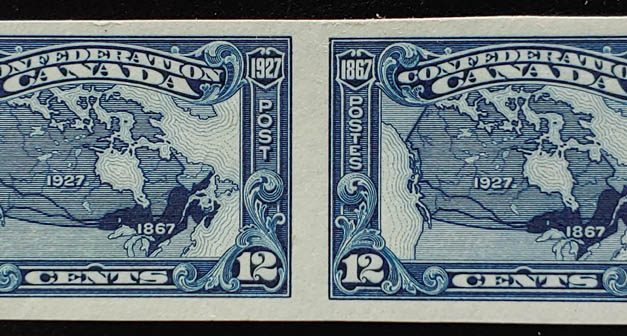 Canada #145a VFNH 1927 12c Imperforate Pair, 250 issued
