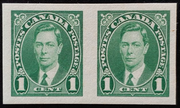 Canada #231c VFNH 1937 1c Imperforate Pair, 100 issued