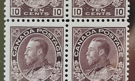 Canada #116LW Mint 1912 10c Lathework Block, 1 thin, 2 NH