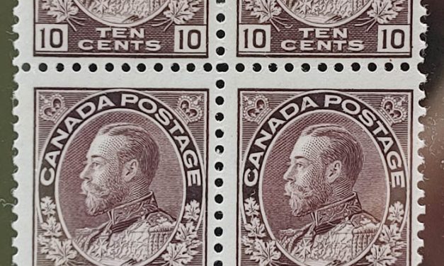 Canada #116LW Mint 1912 10c Lathework Block, 1 thin, 2 NH
