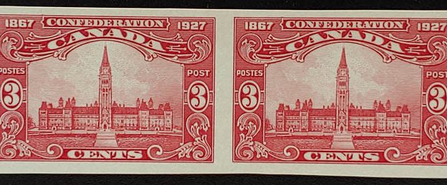 Canada #143a VFNH 1927 3c Imperforate Pair, 250 made