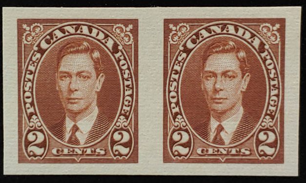 Canada #232c VFNH appearing 1937 2c Imperf Pair