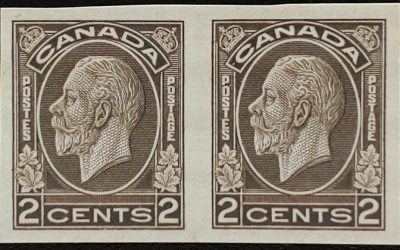 Canada #196c VF Mint 1932 2c George V Imperforate Pair