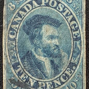 Canada #7 Fine Used 1855 10d Blue Thin Paper