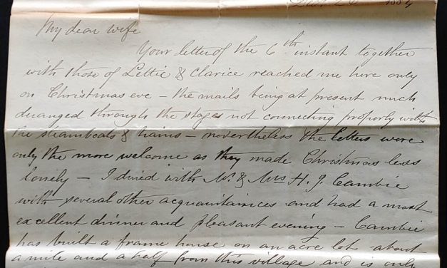 C.P.R. Engineer’s Office Kamloops 26 Dec 1884 Marcus Smith letter