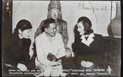Chingwah Lee signed Postcard with Anna May Wong and Ella Raines