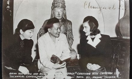 Chingwah Lee signed Postcard with Anna May Wong and Ella Raines