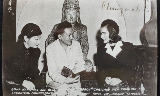 Chingwah Lee signed Postcard with Anna May Wong and Ella Raines