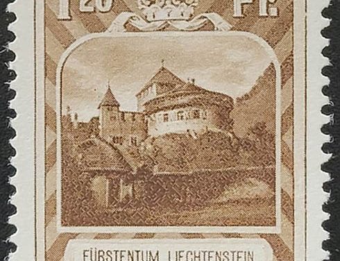 Liechtenstein #105b VFNH 1930 1.20 Franc Perf 11.5