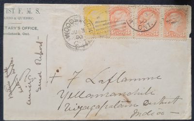 Canada 3 Jun 1890 10c Small Queen Cover to India