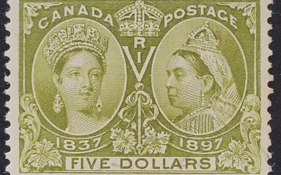 Canada #65 VF Used 1897 $5 Jubilee, 16,500 issued