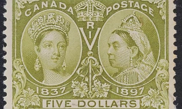 Canada #65 VF Used 1897 $5 Jubilee, 16,500 issued