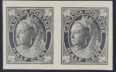 Canada #66ii VF Unused 1897 1/2c Imperforate Pair, 50 issued