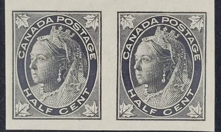 Canada #66ii VF Unused 1897 1/2c Imperforate Pair, 50 issued
