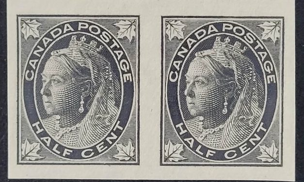 Canada #66ii VF Unused 1897 1/2c Imperforate Pair, 50 issued
