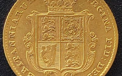 G.B./Colonial Canada VF+ 1844 QV Shield Gold 1/2 Sovereign