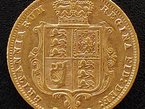 G.B./Colonial Canada VF+ 1877 Queen Victoria Shield Half Sovereign