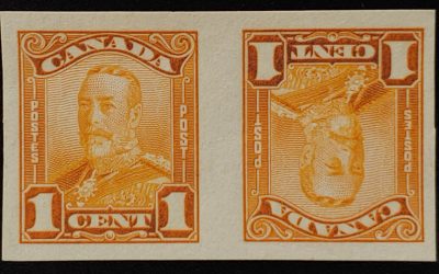 Canada #149cvi VFNH 1928 1c Tete-Beche Imperf Pair