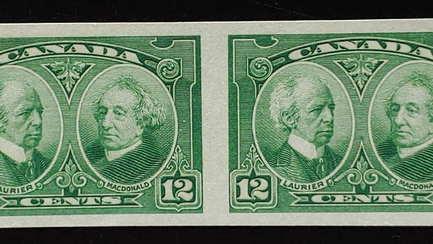 Canada #147a VFNH 1927 12c Imperforate Pair