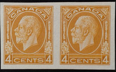 Canada #198a VFNH 1932 4c George V Imperforate Pair