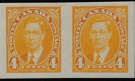 Canada #234a VF Mint 1937 4c George VI Imperforate Pair