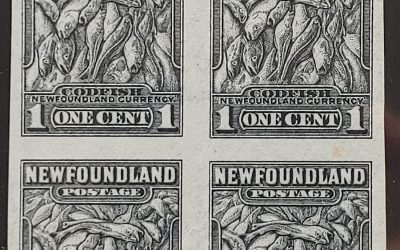 Newfoundland #253a VFNH 1941/44 1c Codfish Imperf Block (4)