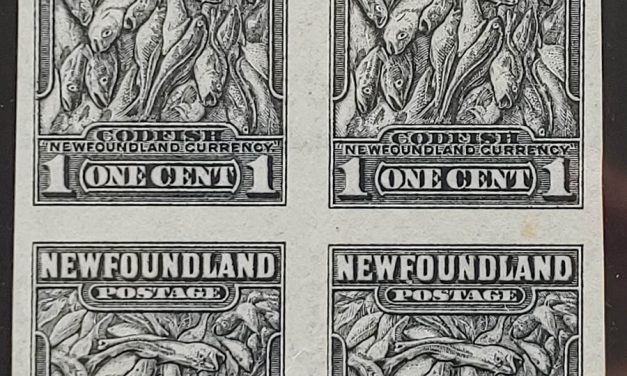 Newfoundland #253a VFNH 1941/44 1c Codfish Imperf Block (4)