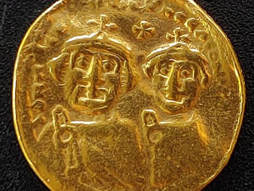 Heraclius & Heraclius Constantine AD 610-40 4.24gm Gold Solidus