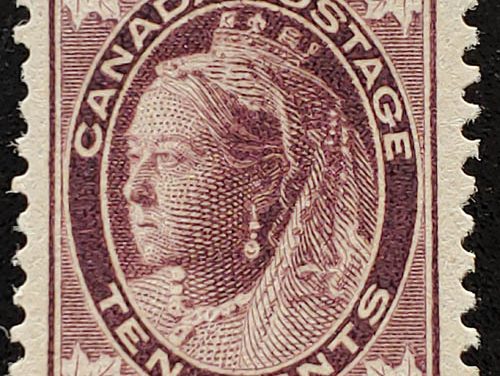 Canada #73 F/VF Mint HR 1897 10c QV Leaf Vertical Wove paper