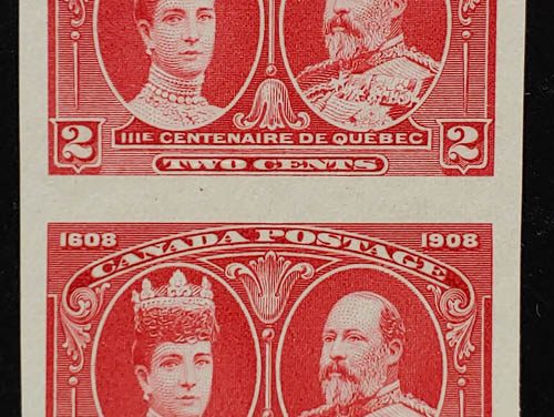 Canada #98ii VF Unu 1908 2c Shade Imperf Pair, 100 issued