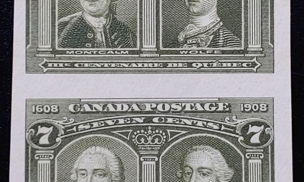 Canada #100i VF Unused 1908 7c Imperforate Pair, 50 issued
