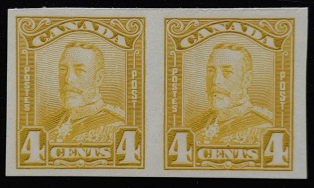Canada #152a VFNH 1929 4c Imperforate Pair, 250 issued